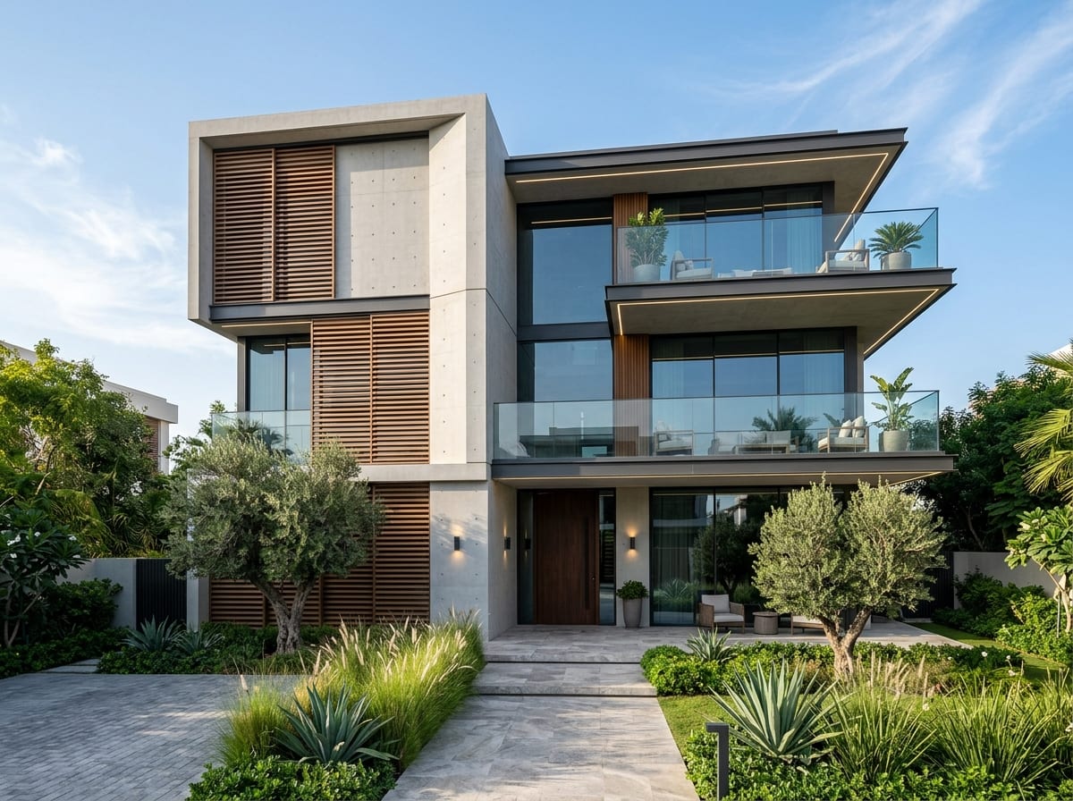 Modern residential 3D architectural design and exterior elevation layout